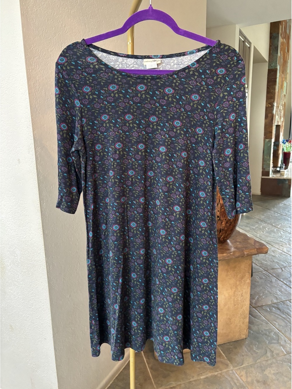 Natural Life Floral dress, elbow sleeves Size Small